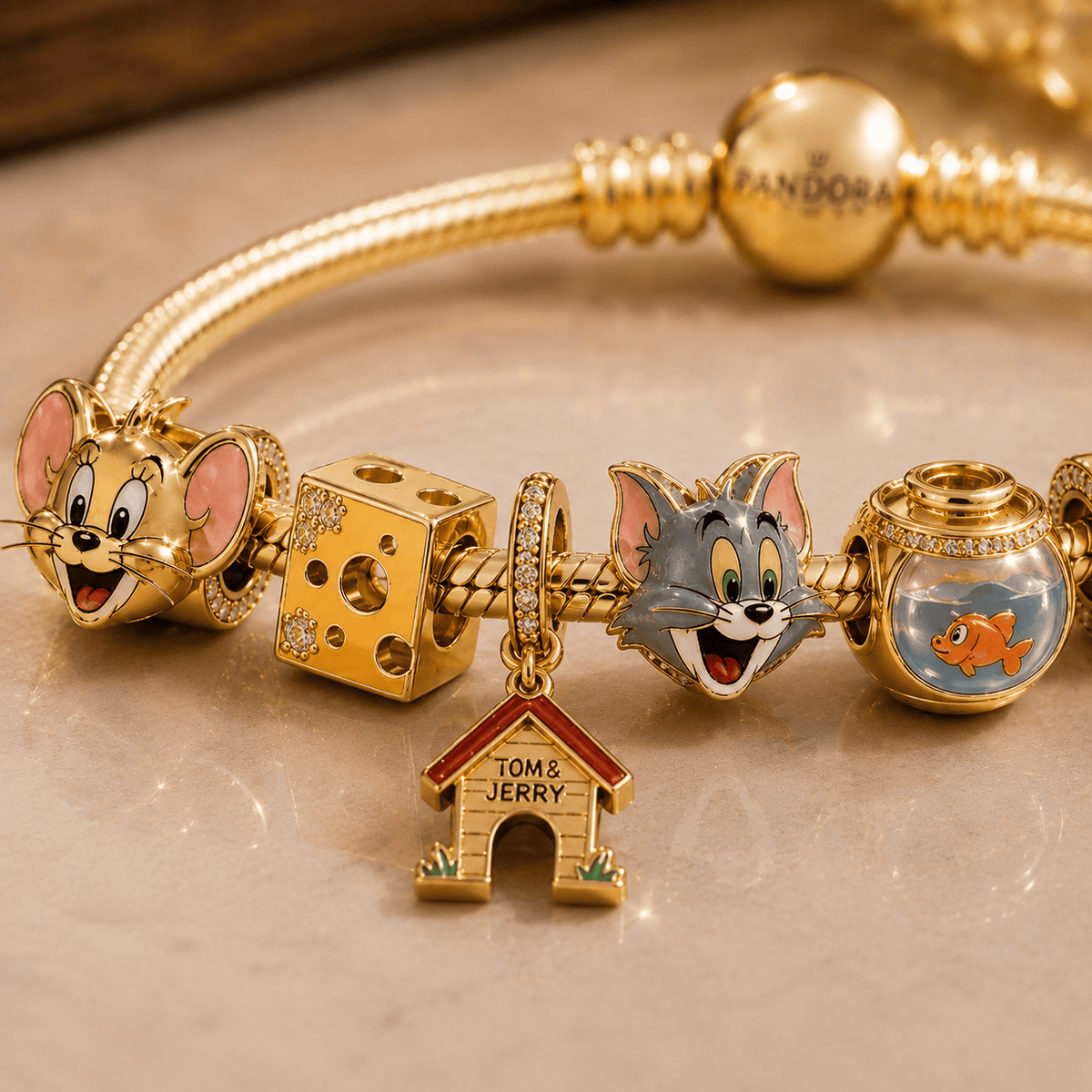 TNJ Gold Charm Bracelet Set VTH
