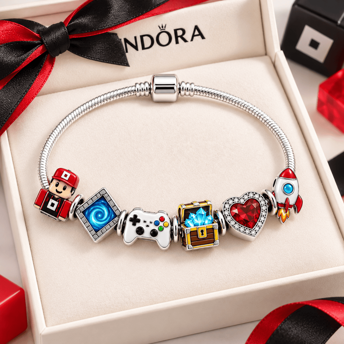 RBLX Silver Charm Bracelet Set PNPA